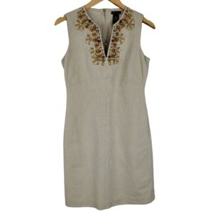 Moda international linen beaded vneck dress